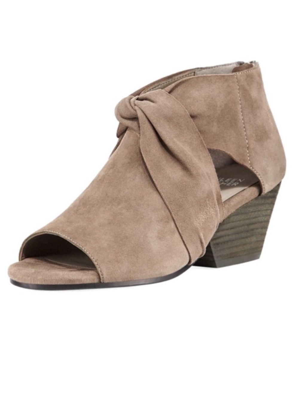 Eileen Fisher Anise Knotted Wedge Sandal open toe Padded footbed zip size 9 NEW